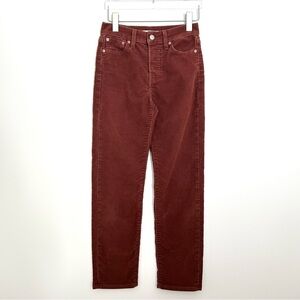 Levi’s Button Fly Wedgie Cords Jean Pant Straight Leg High Rust Brown Size 24